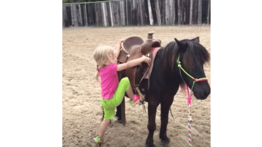 Young Girl’s Astonishing Trick Riding on a Pony in Texas