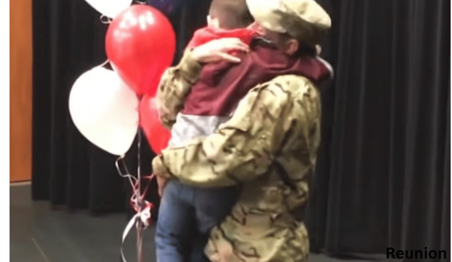 Little Boy Surprised by Deployed Mom