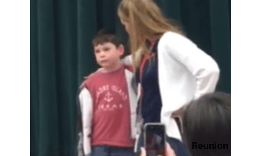 Little Boy Surprised by Deployed Mom