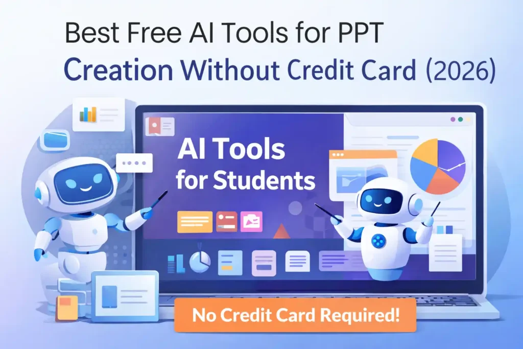 Best Free AI Tools for PPT Creation for Students Without Credit Card (2026) Best Free AI Tools for PPT Creation Without Credit Card (2026)
