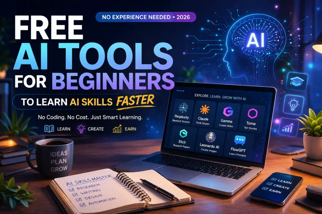 Free AI Tools for Beginners to Learn AI Skills Faster (2026) Free AI Tools for Beginners to Learn AI Skills Faster