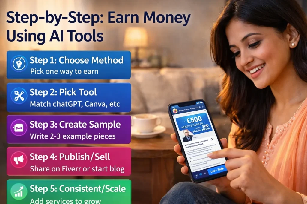 How Housewives Can Make Money Using Free AI Tools on Mobile (No Investment 2026) Step-by-Step: Start Earning with AI Using Mobile