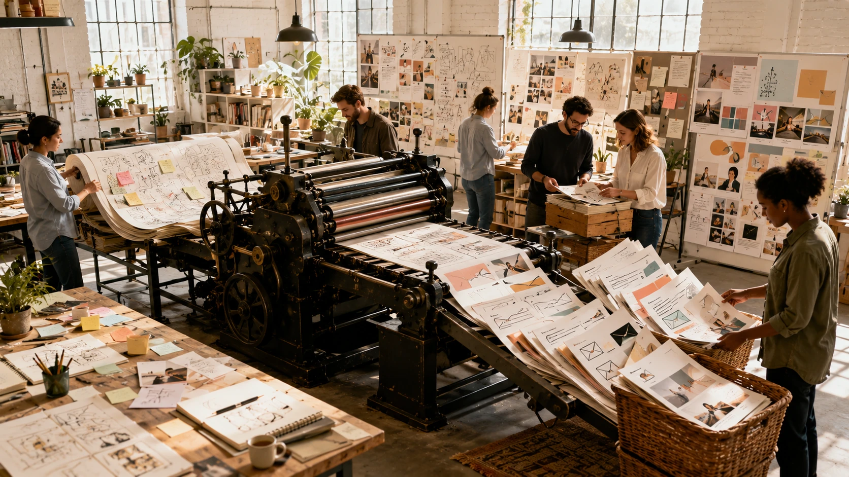 Creative collaborative print studio in action