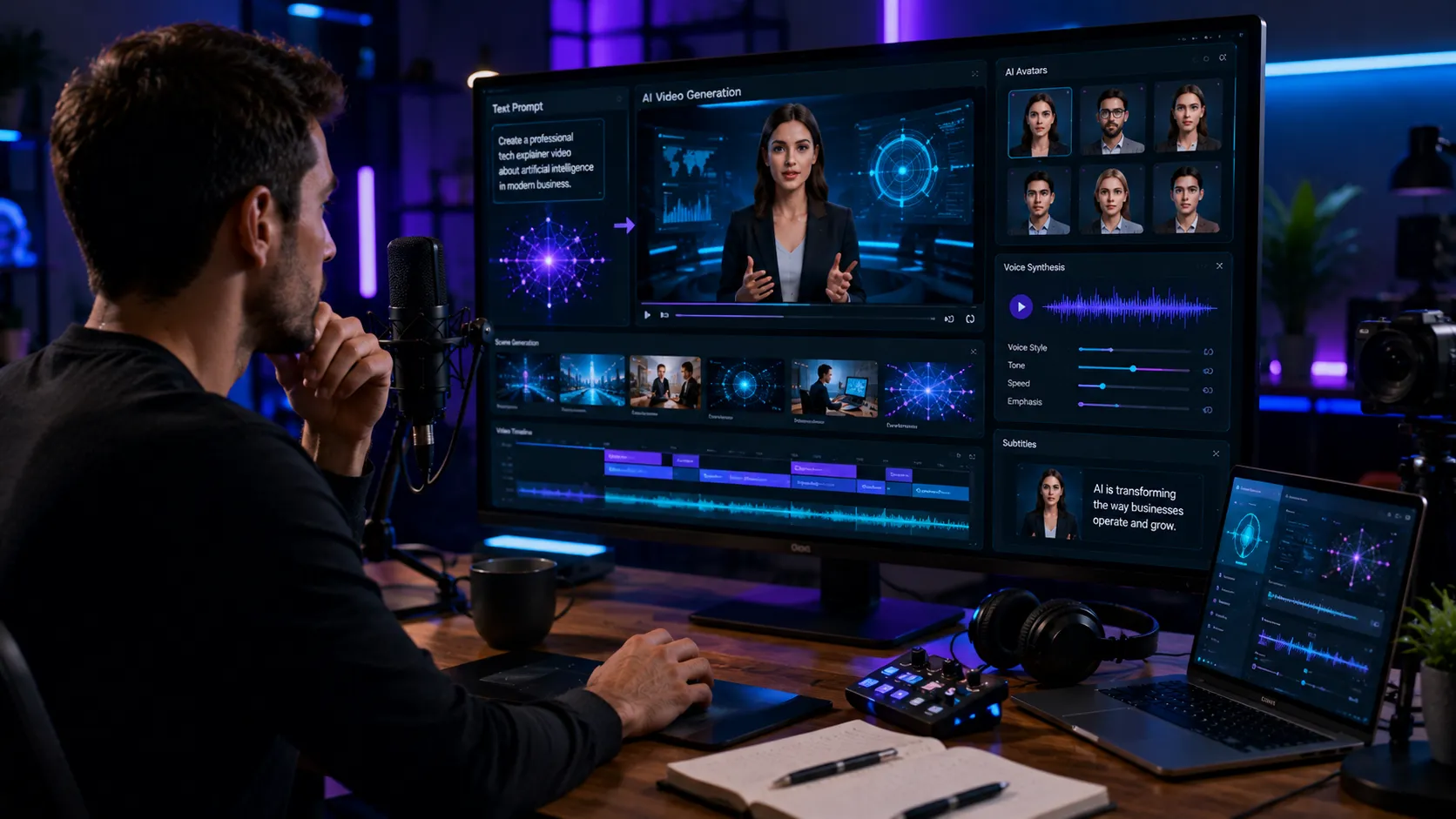 AI subtitle generator creating captions and video transcripts automatically